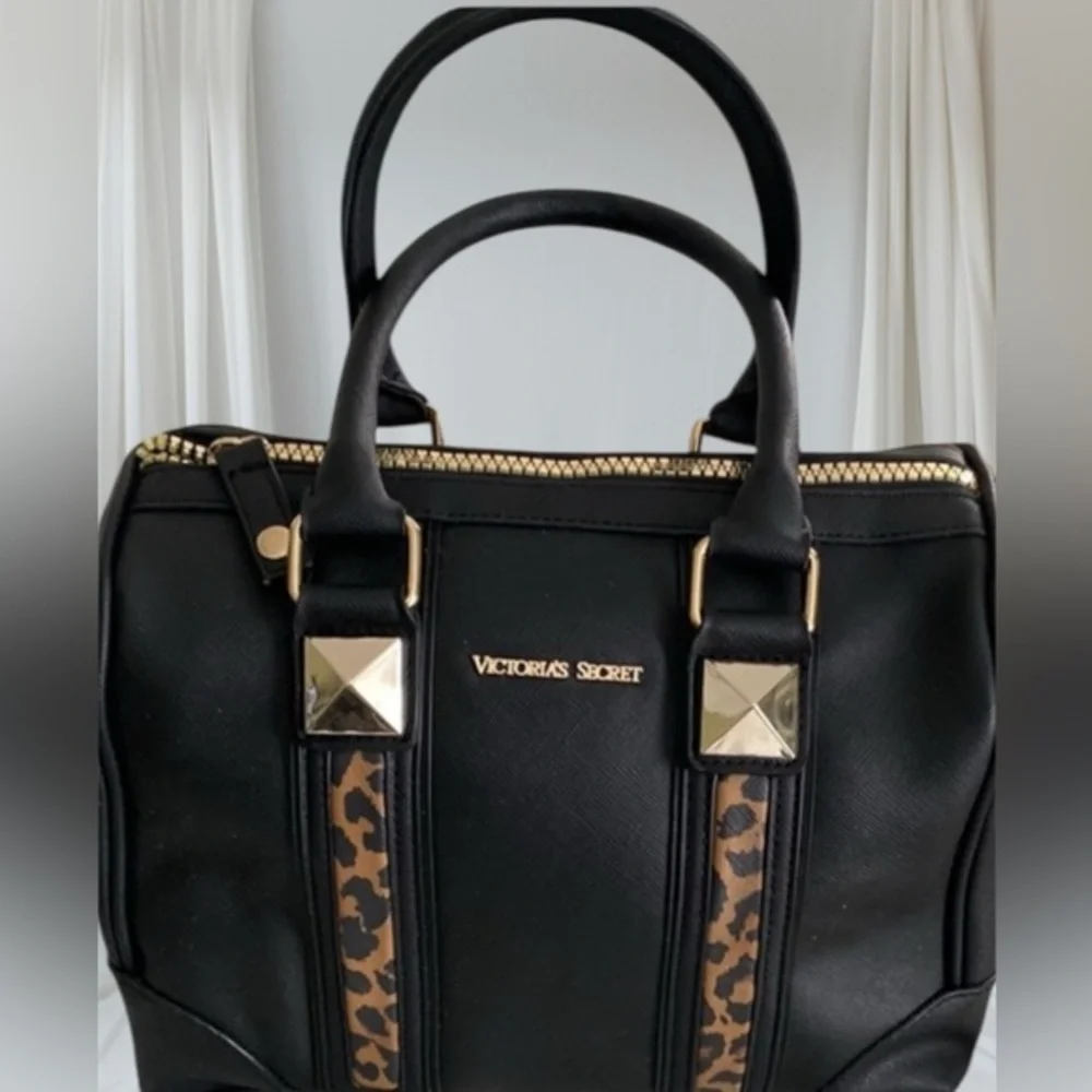 Victoria's Secret Black and Brown Structured Satchel
