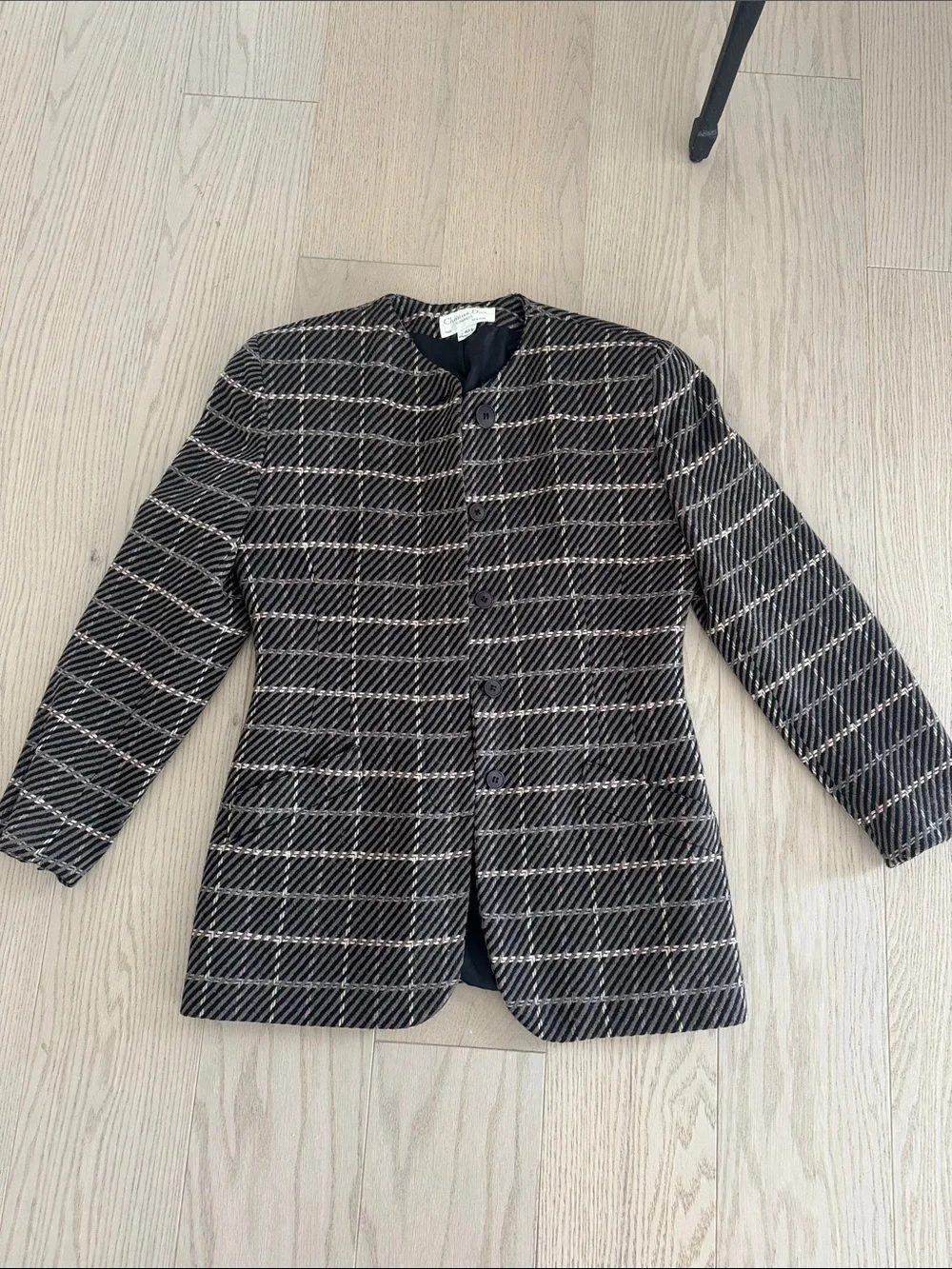 Dior Black Tweed Striped Button Jacket