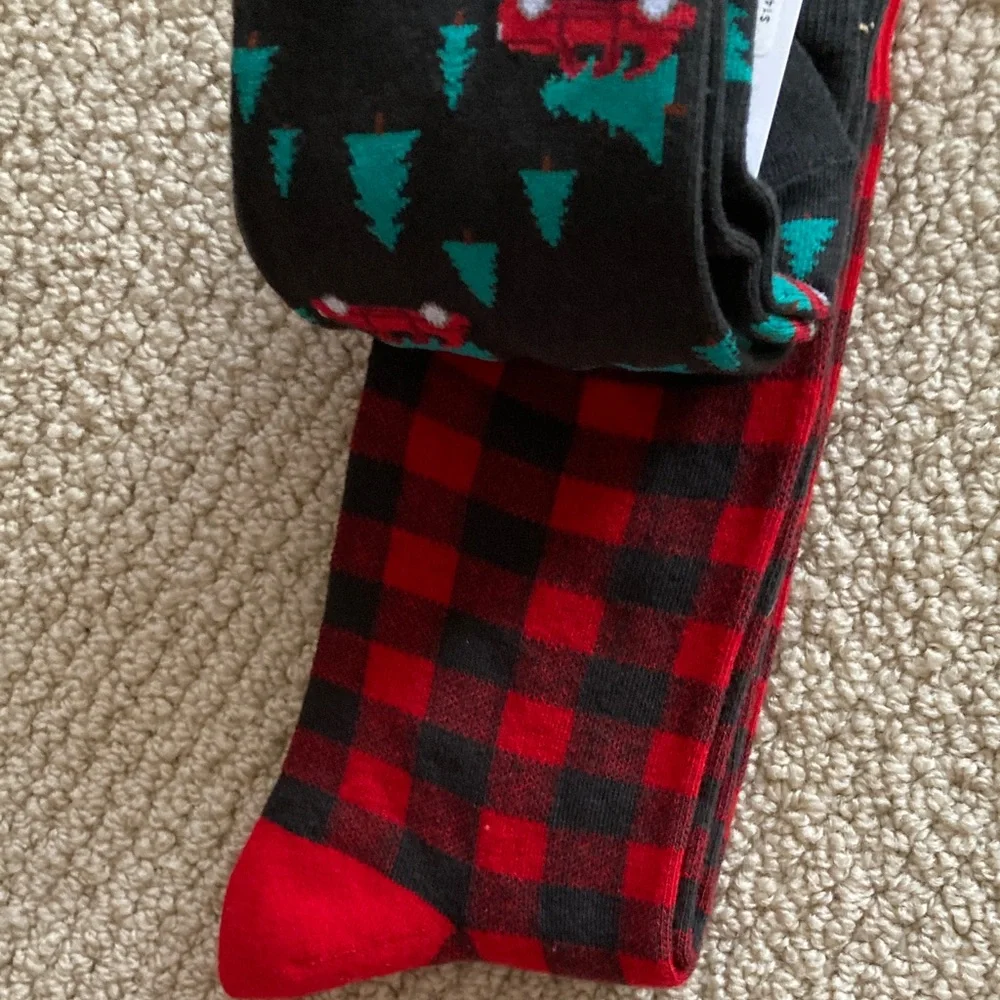 Club Room Christmas Themed Holiday Crew Socks 2 Pairs Men One Size