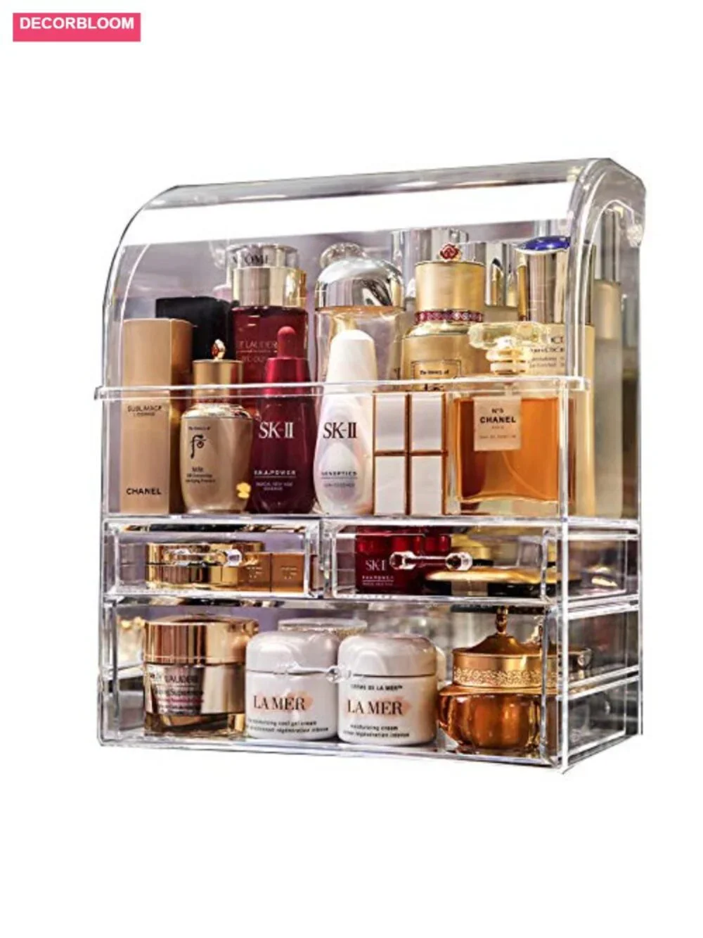 Large Clear Acrylic Cosmetic Organizer with Drawers Bathroom Storage Display