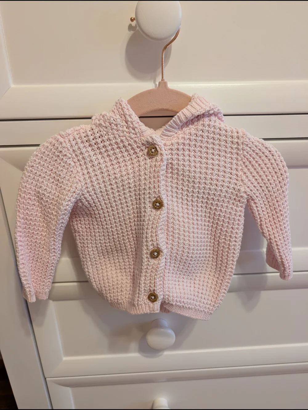 Carter's Pink Knit Hooded Baby Cardigan In Size 3 Months And 9 Months
