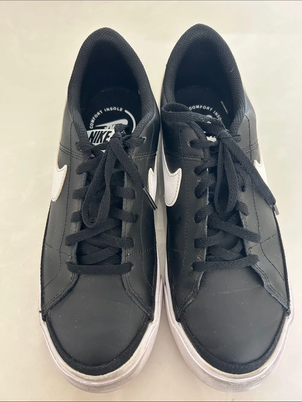 Nike Black & White Low-Top Sneakers with White Swoosh