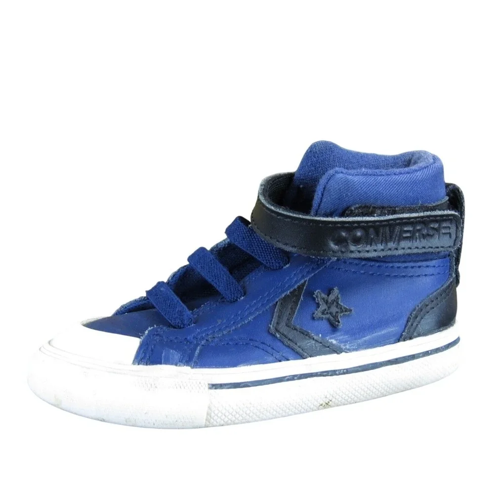 Converse Boys Sneaker Mid Sz T 7 Medium‎ Blue Leather Hook & Loop