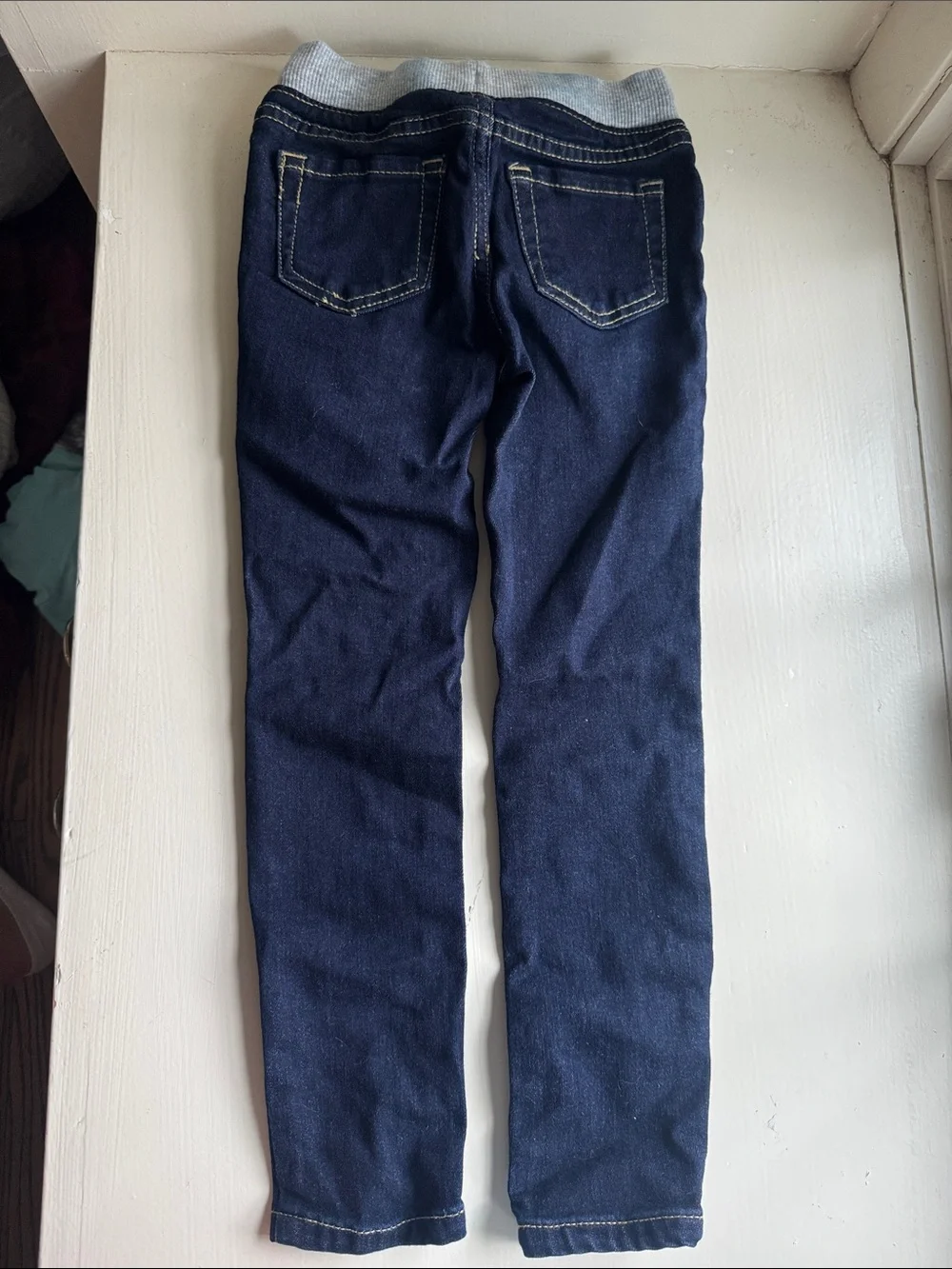 Carter's Dark Blue Pull-On Jeggings with Gray Ribbed Waistband