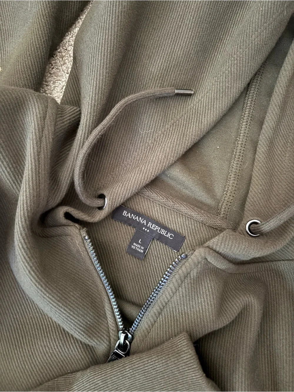 Banana Republic Men's Olive Green Zip-Up Hoodie