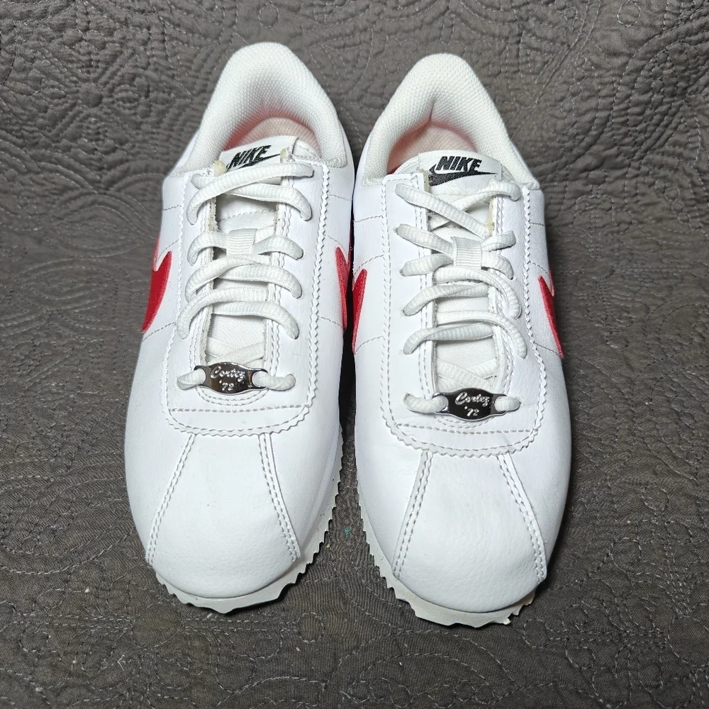 Nike Cortez Basic Leather White Pink Classic Sneakers Big Kid Youth Shoe Size 4Y