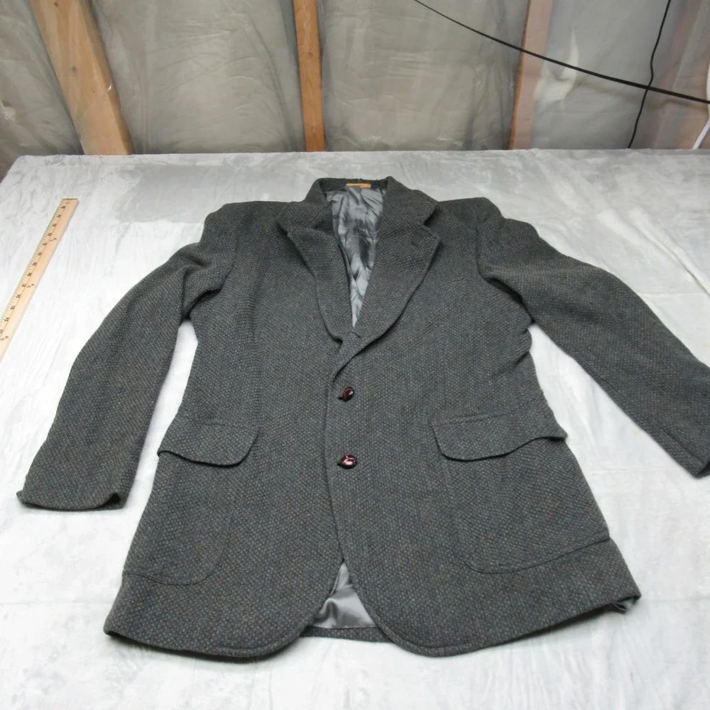 Pendleton Blazer Jacket Mens 42L‎ Black Wool Tweed Sport Western Button VTG 90s