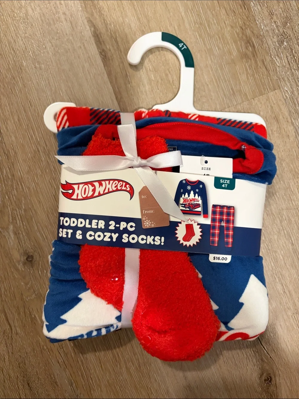 Hot Wheels Toddler 2-PC Pajama Set with Cozy Socks - Red & Blue