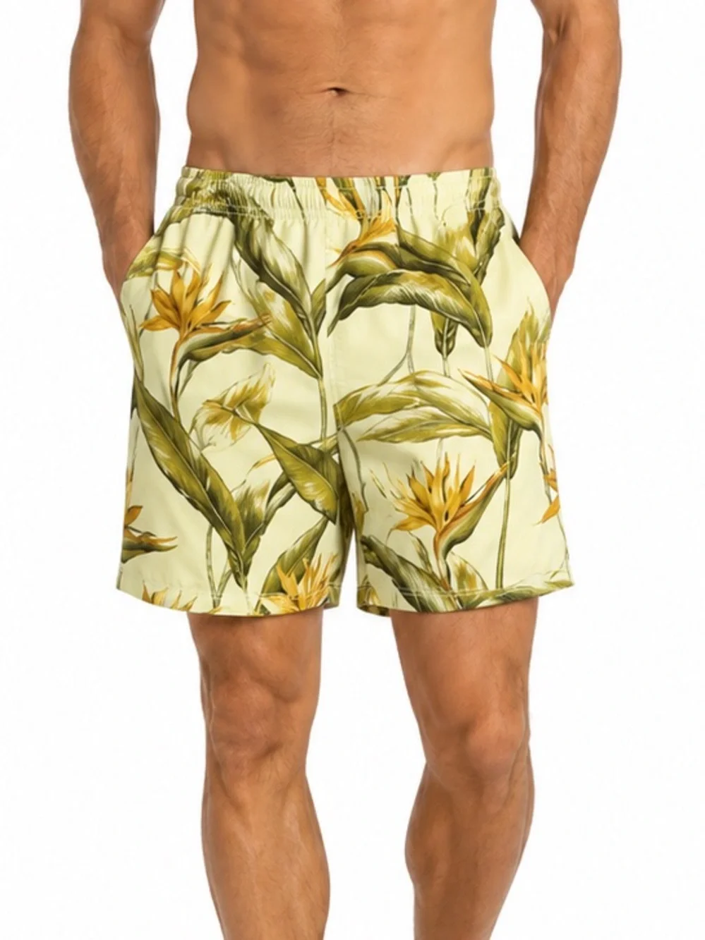 Tommy Bahama Relax Men’s XL Tropical Bird of Paradise Swim Trunks Yellow