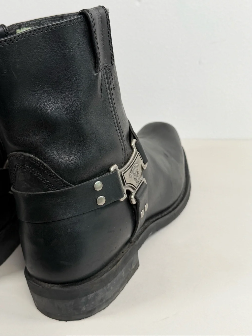 Eddie Moran Men’s Harness Boots Size 14 EE 76019W Black Leather Motorcycle Biker