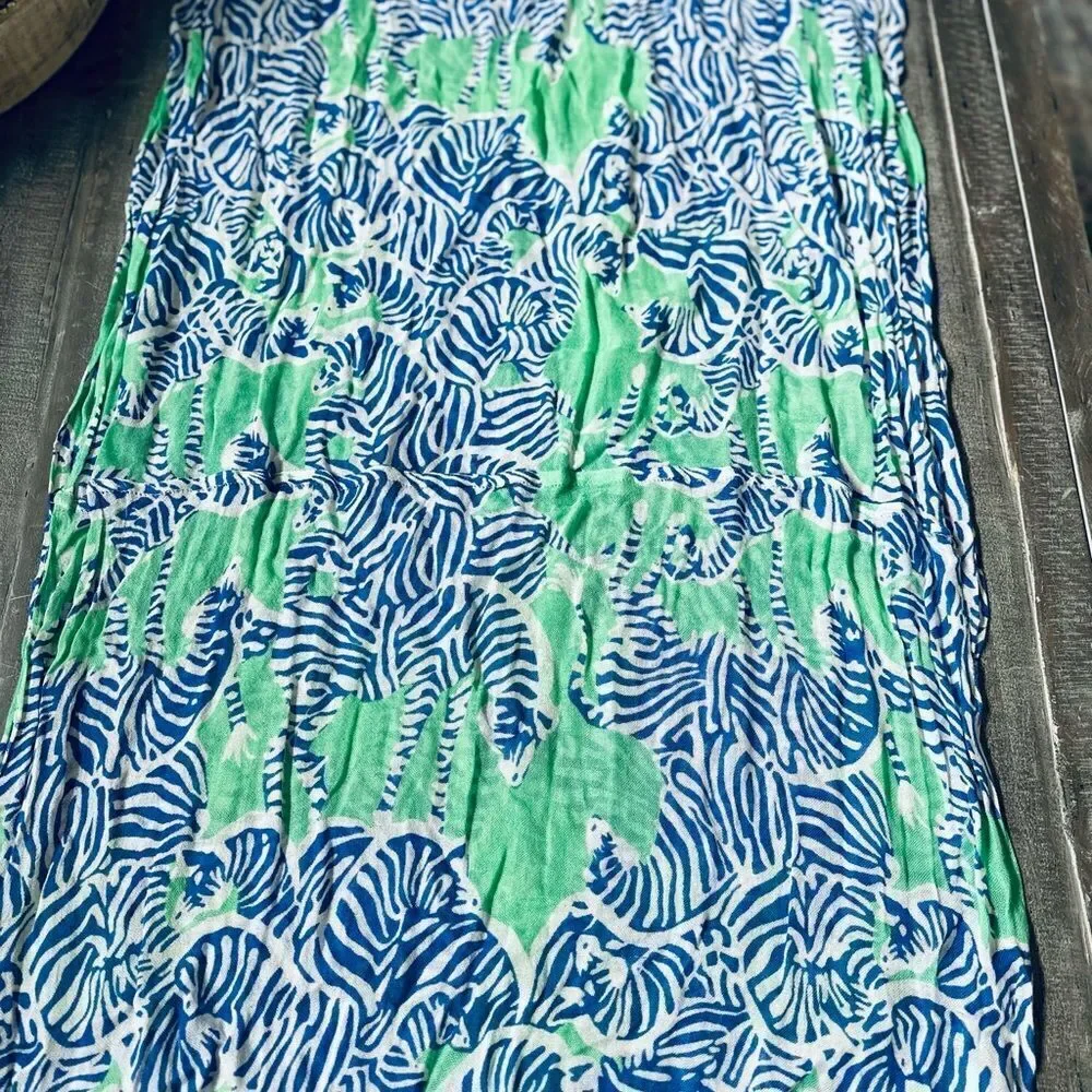Lilly Pulitzer Tropical Blue Green Print Infinity Scarf