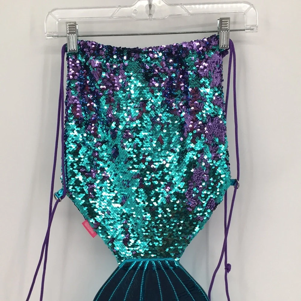 Sequin Mermaid Tail Backpack Bag in Teal & Purple