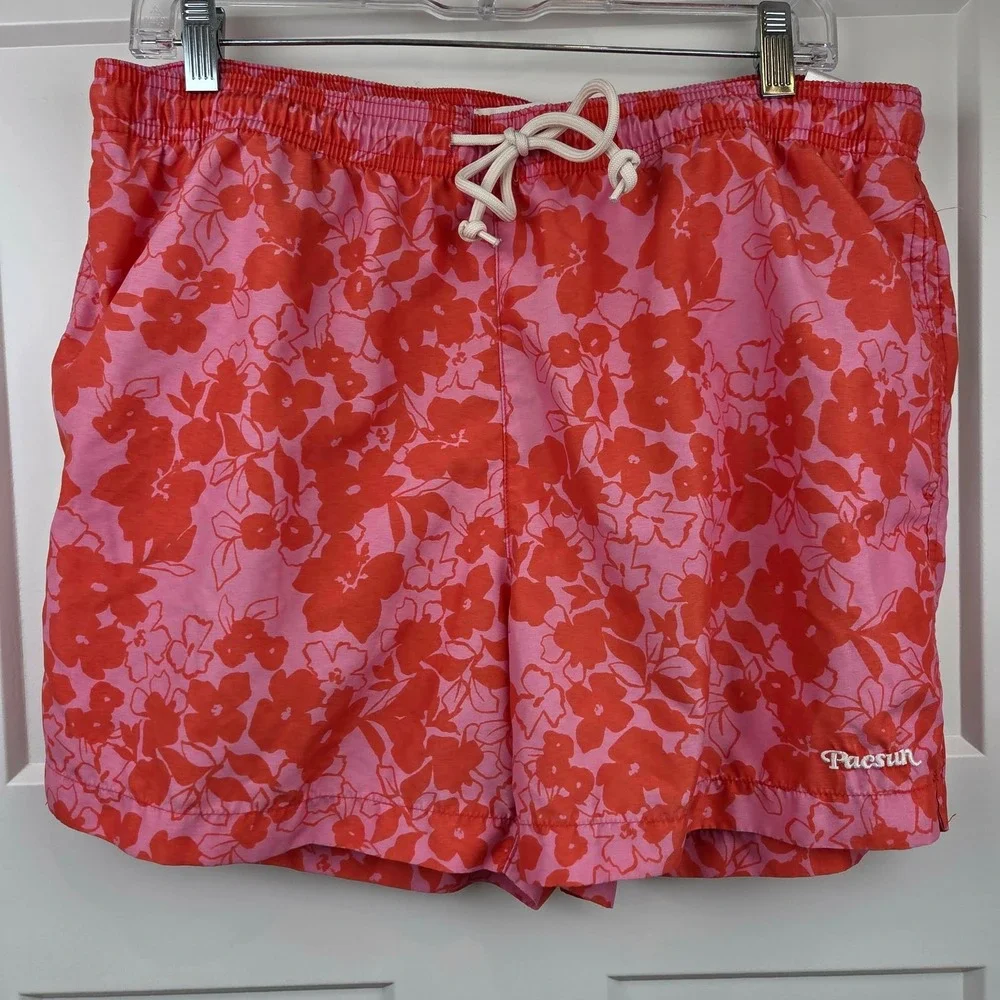 Pacsun‎ Men's Floral Swim Trunks Pink Orange Size Large