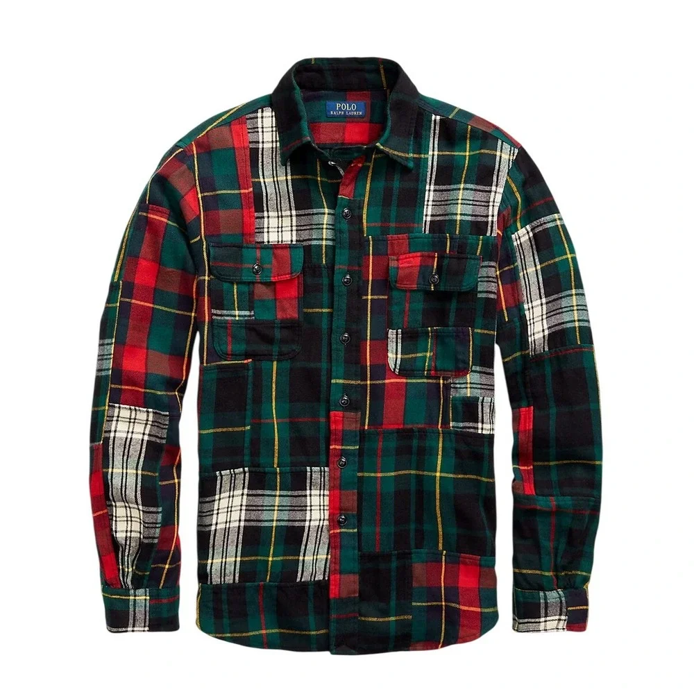 Polo Ralph Lauren Classic Fit Patchwork Plaid Flannel Shirt XL New‎