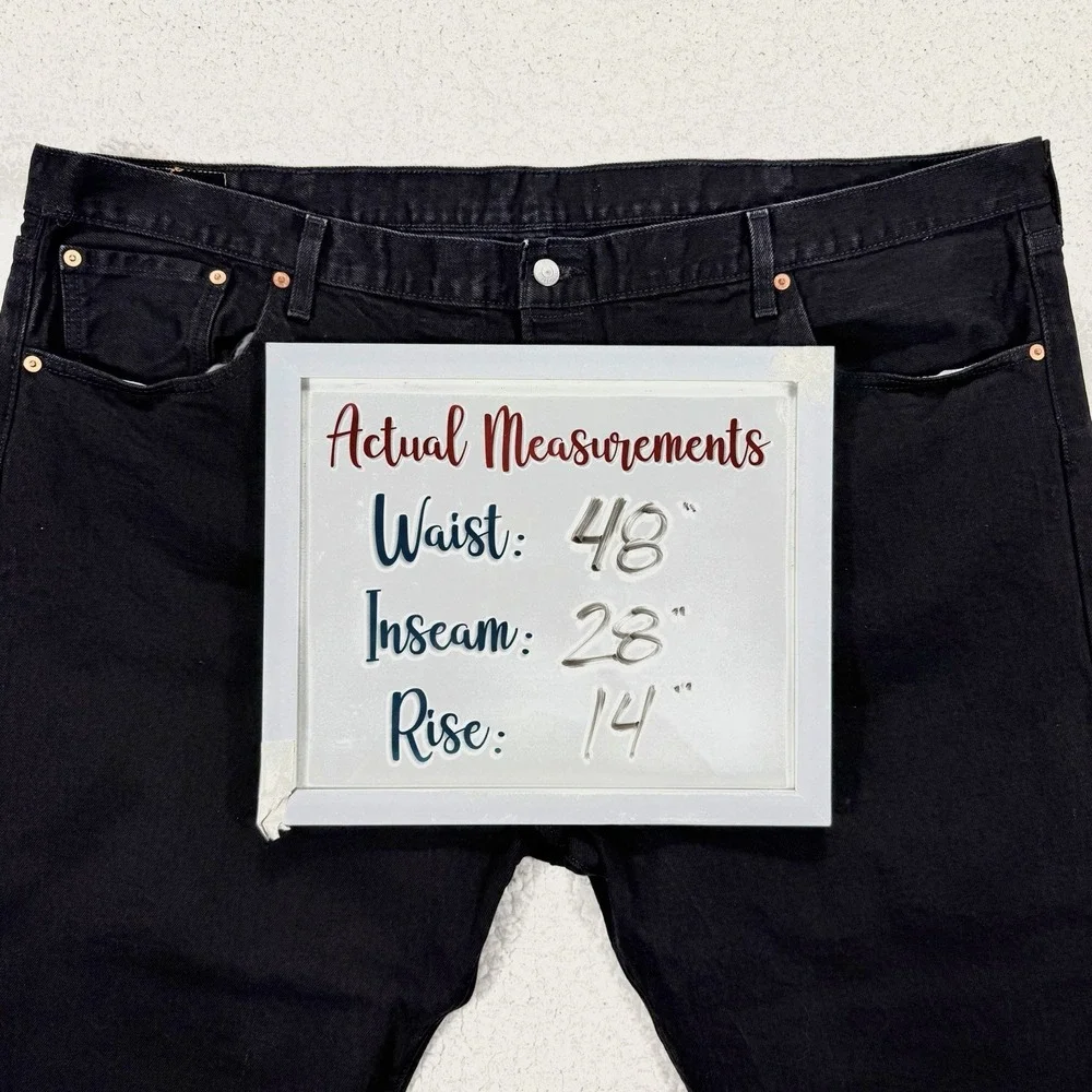 Levi's 505 Jeans Men's 48x30 (Actual‎ 48x28) Black Casual Streetwear Grunge
