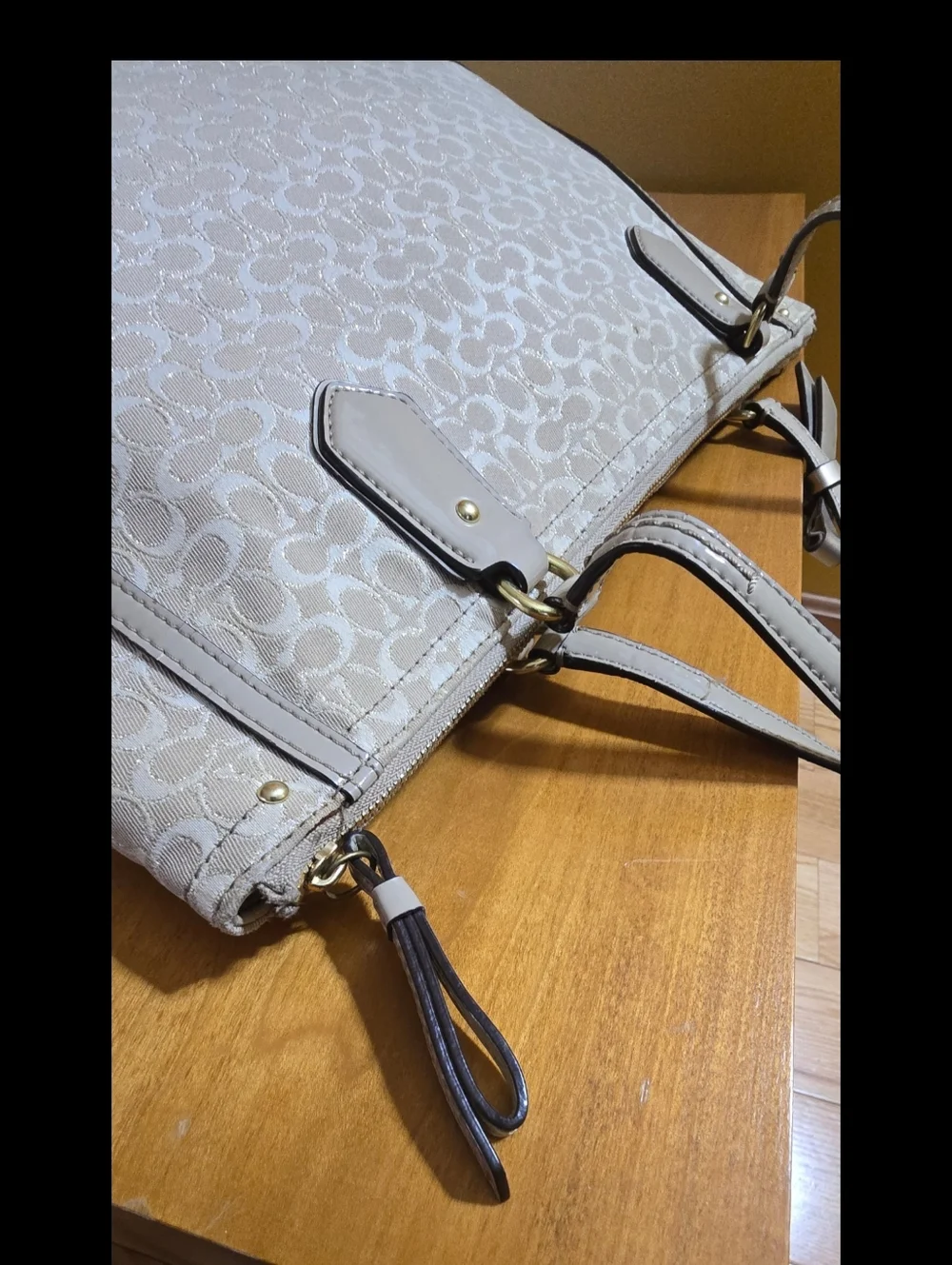 Coach Signature Tote in Light Beige and Cream
