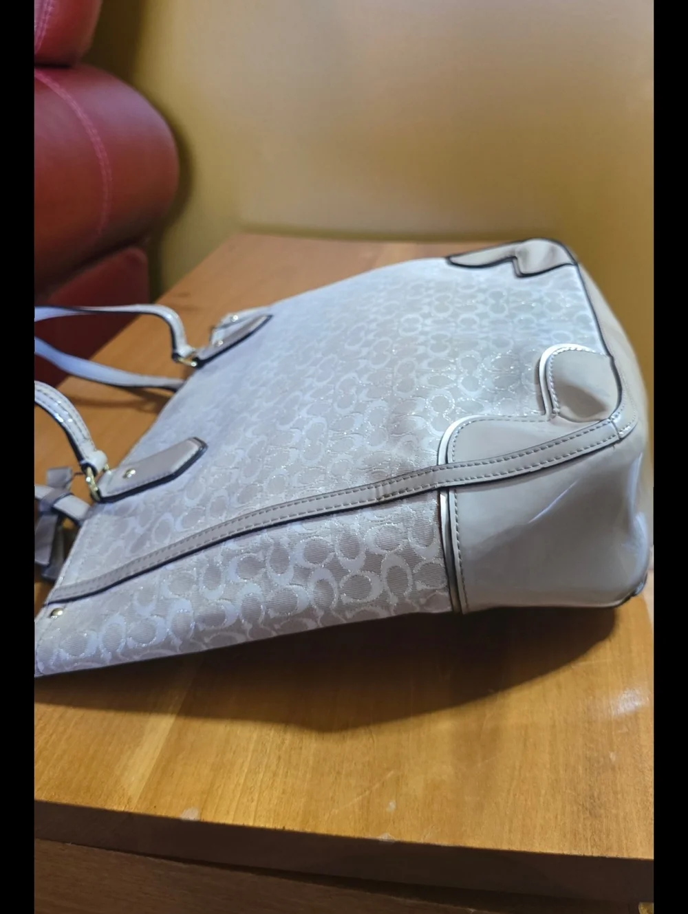 Coach Signature Tote in Light Beige and Cream