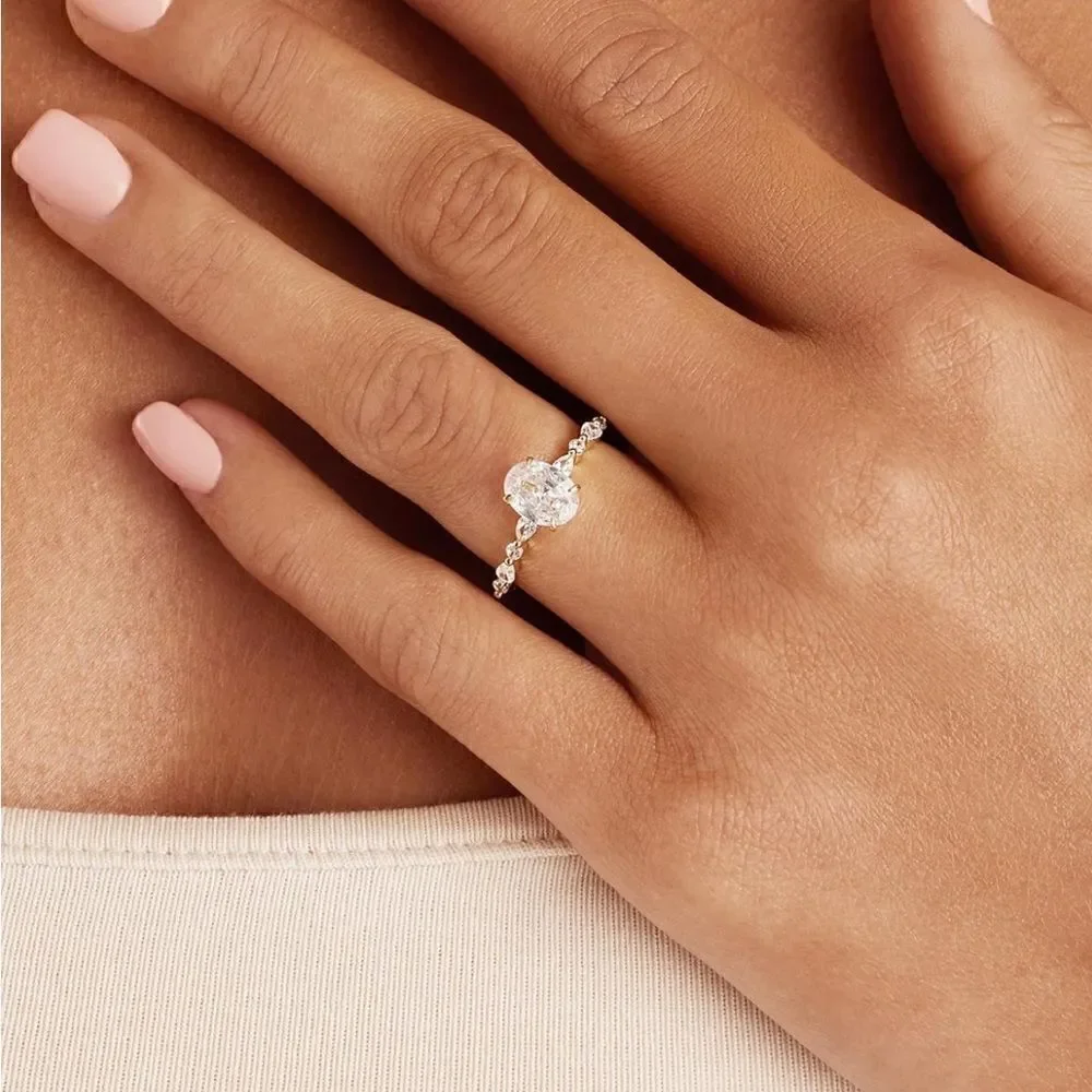 Silver Paved Oval Engagement Ring
