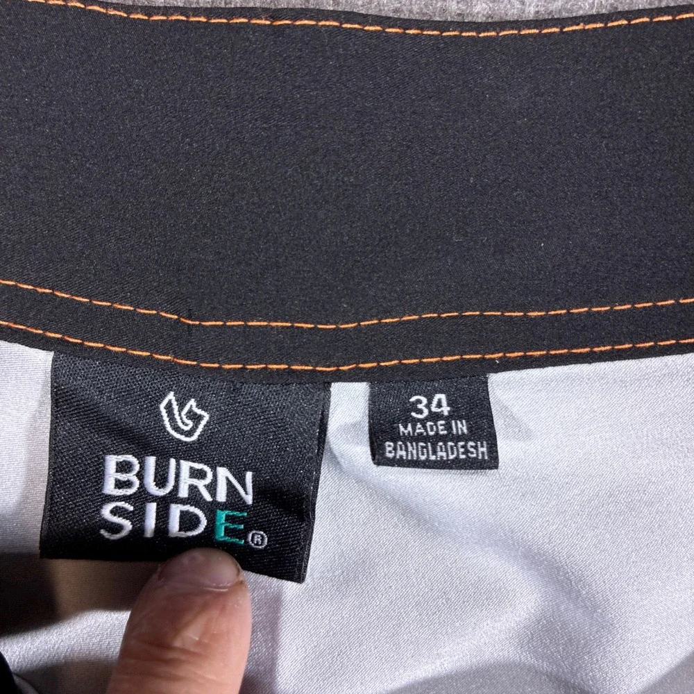 Burnside Board Shorts Mens 34 Black Orange Striped Graphic Print