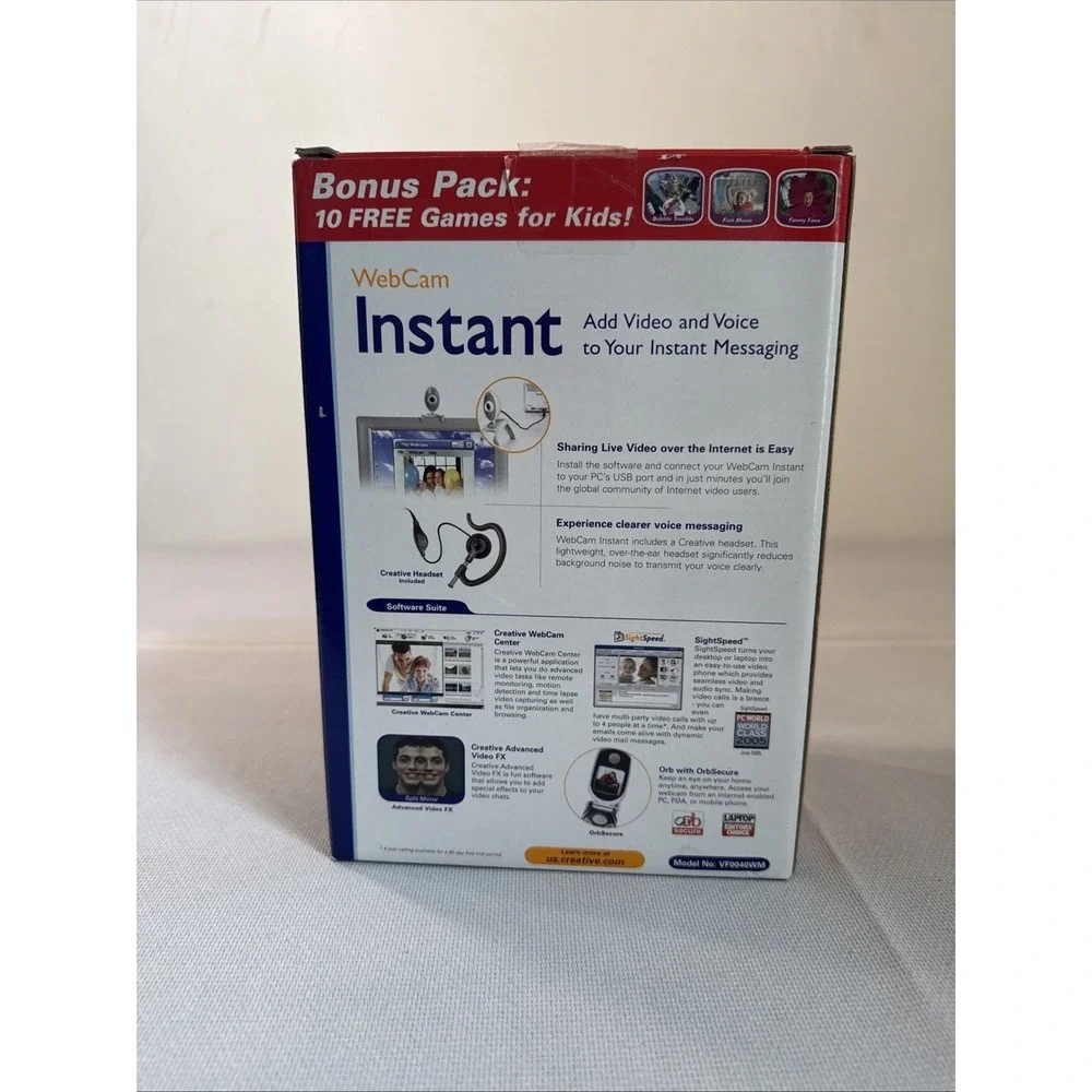 Vintage Creative Webcam Instant, Headset VF0040 VF0040WM‎ New In Box Video Voice