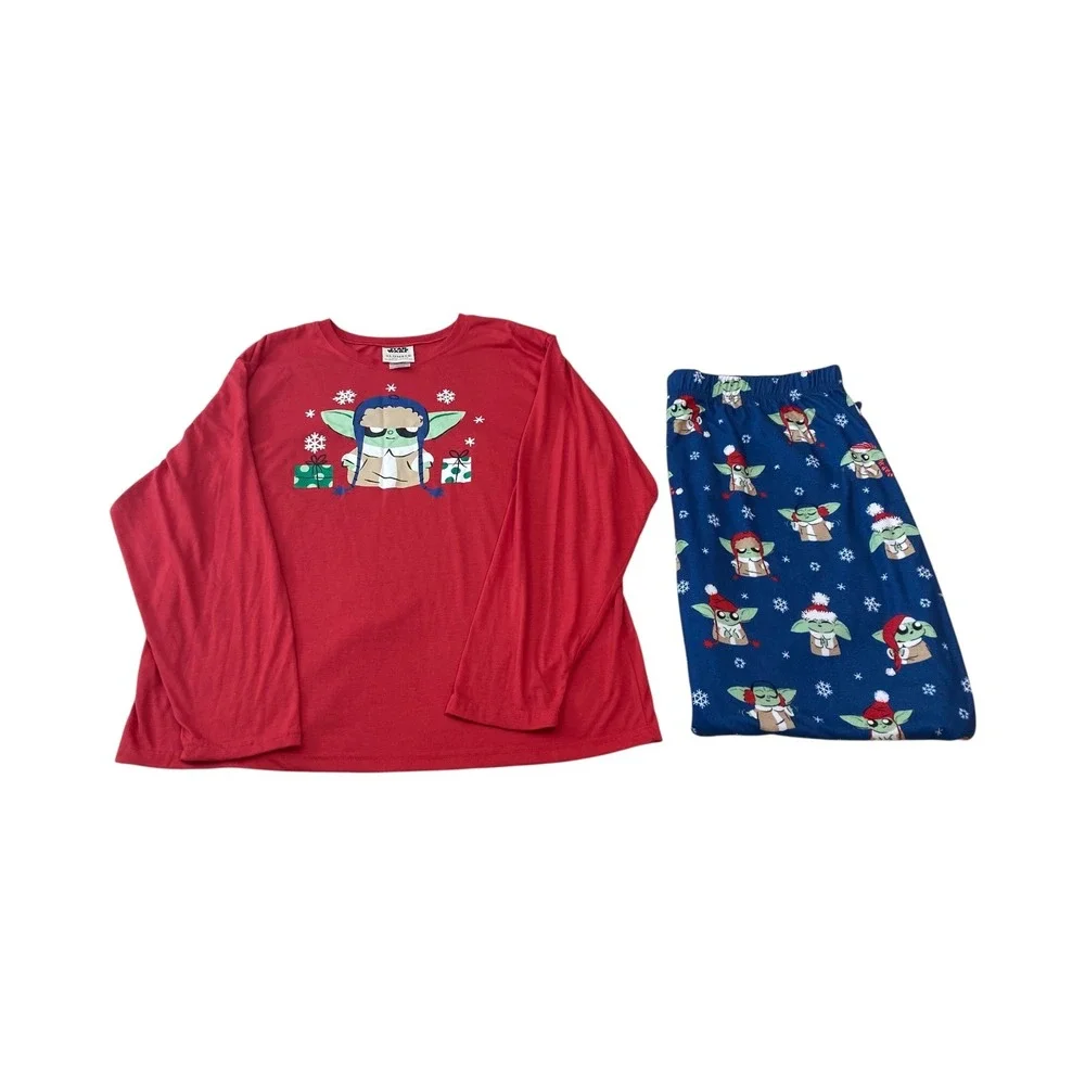 Munki Munki Star Wars The‎ Mandalorian Baby Yoda Grogu Pajama Set XXL Holiday