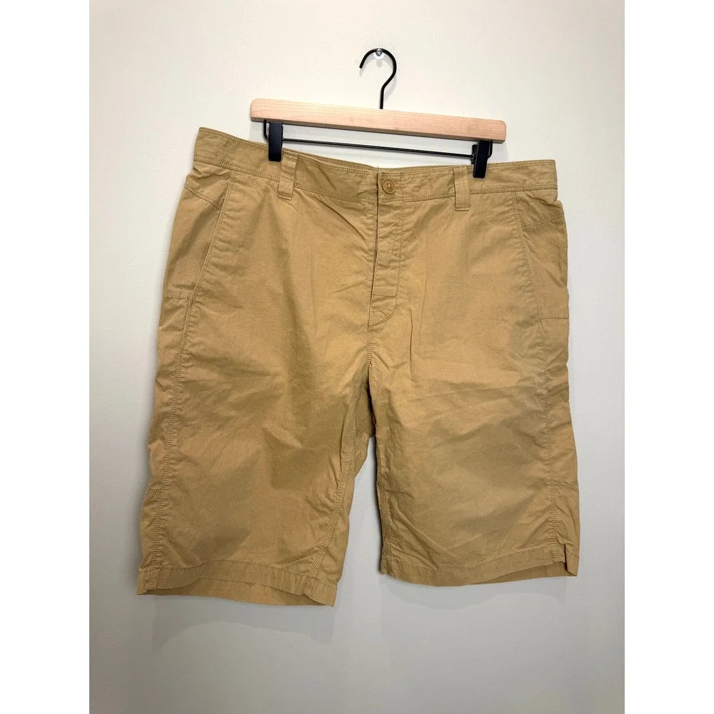 The North Face Mens 40 Tan Khaki Brown‎ Cotton Blend Button Fly Shorts Outdoors