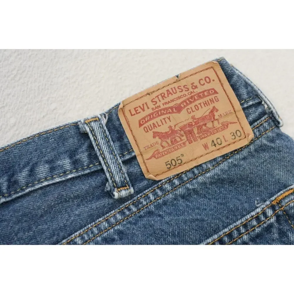 Levi's 505 Regular Fit Straight Blue Rugged Denim Jeans Mens Size‎ 40 x 30