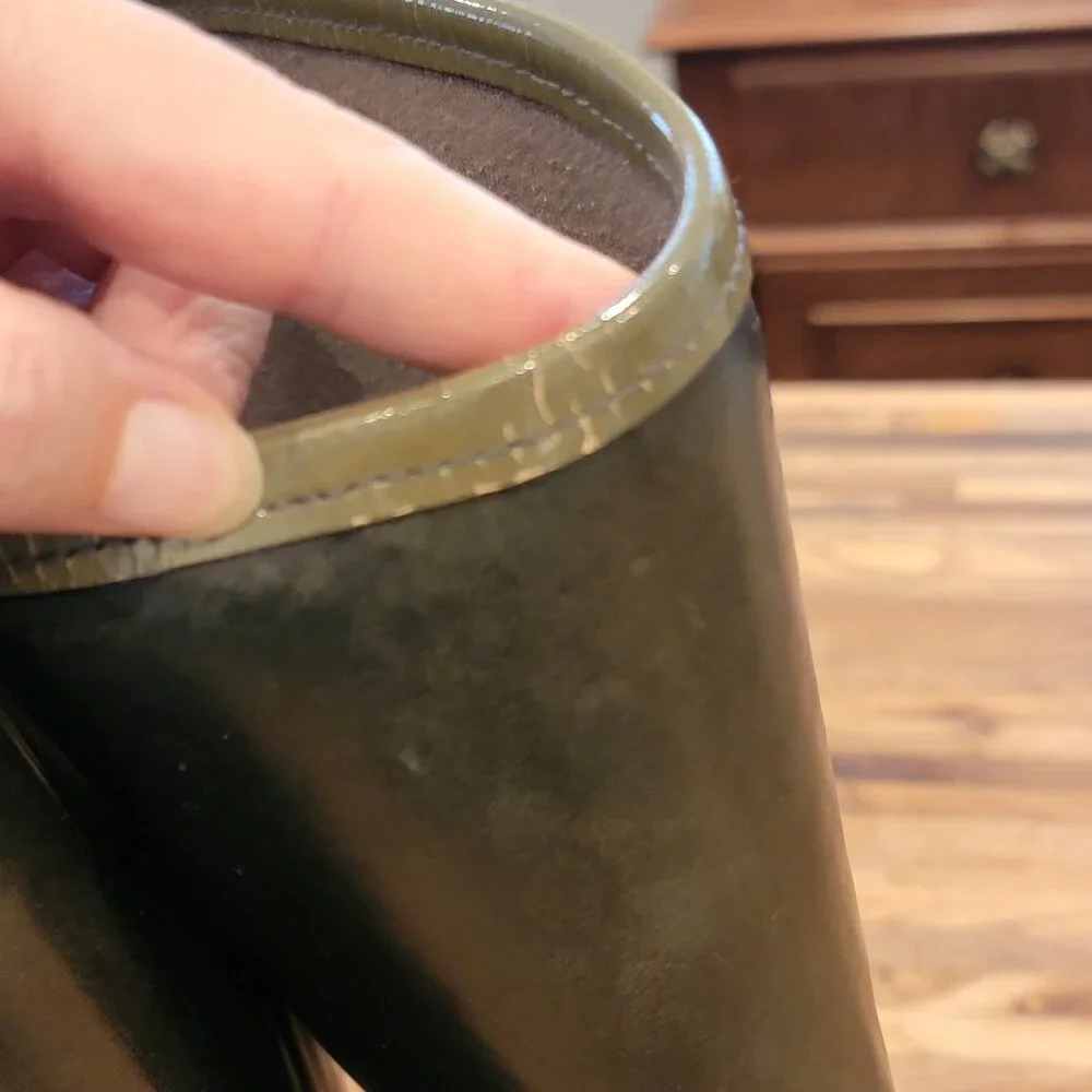 Tory Burch Tall Logo Black & Gray Rubber Rain Boots