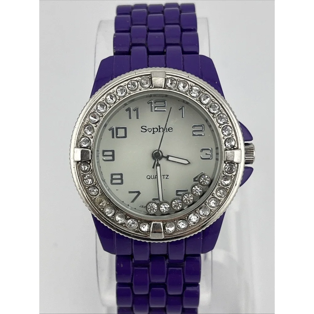 Sophie Watch Women 35mm Case Floating‎ Crystals Purple 7.25