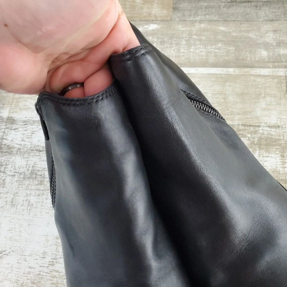 Lucky‎ Brand Basel Womens Booties Sz 11 W Black Leather Side Zip Ankle Boots