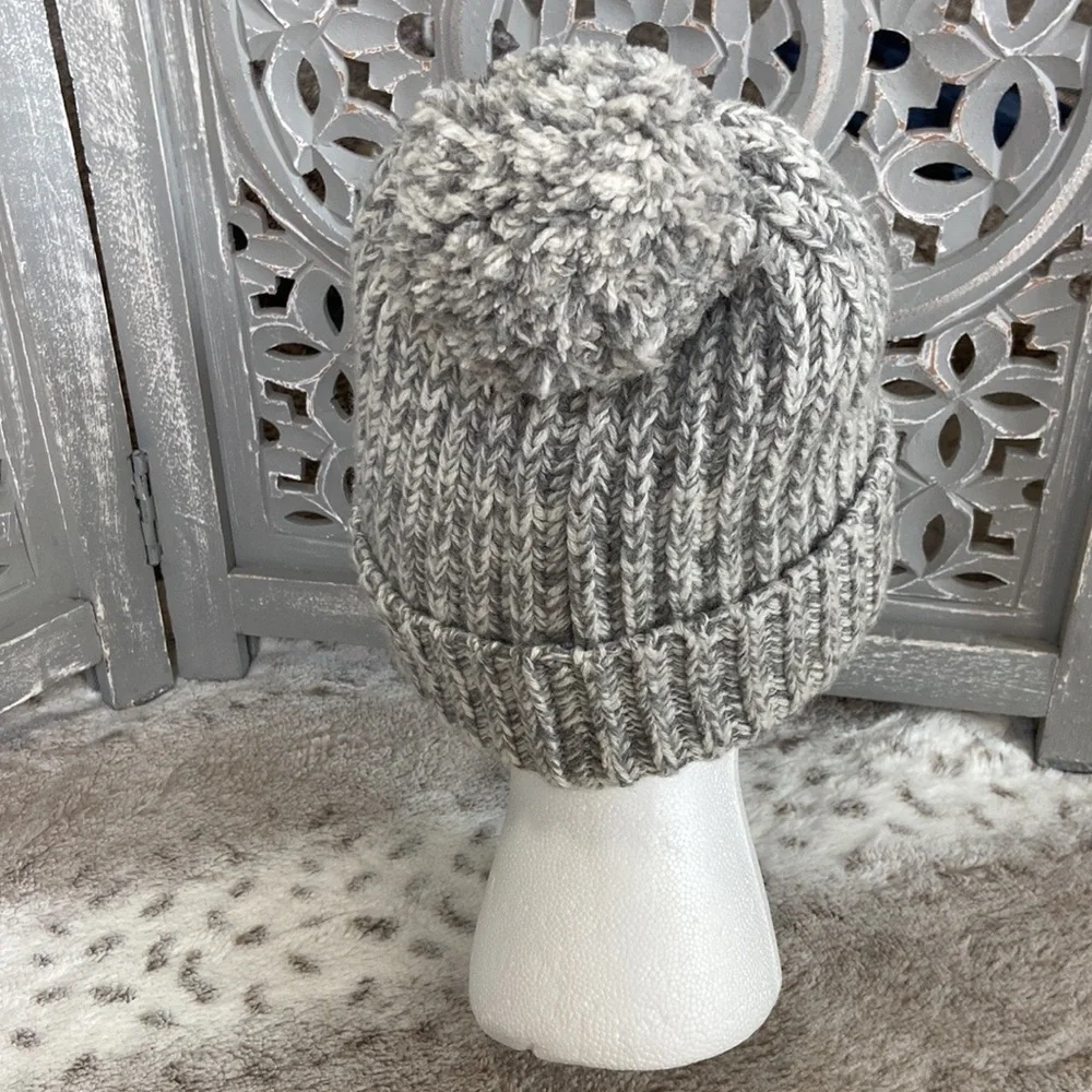 J.Crew knit beanie puff ball neutral feminine gorpcore preppy outdoor winter