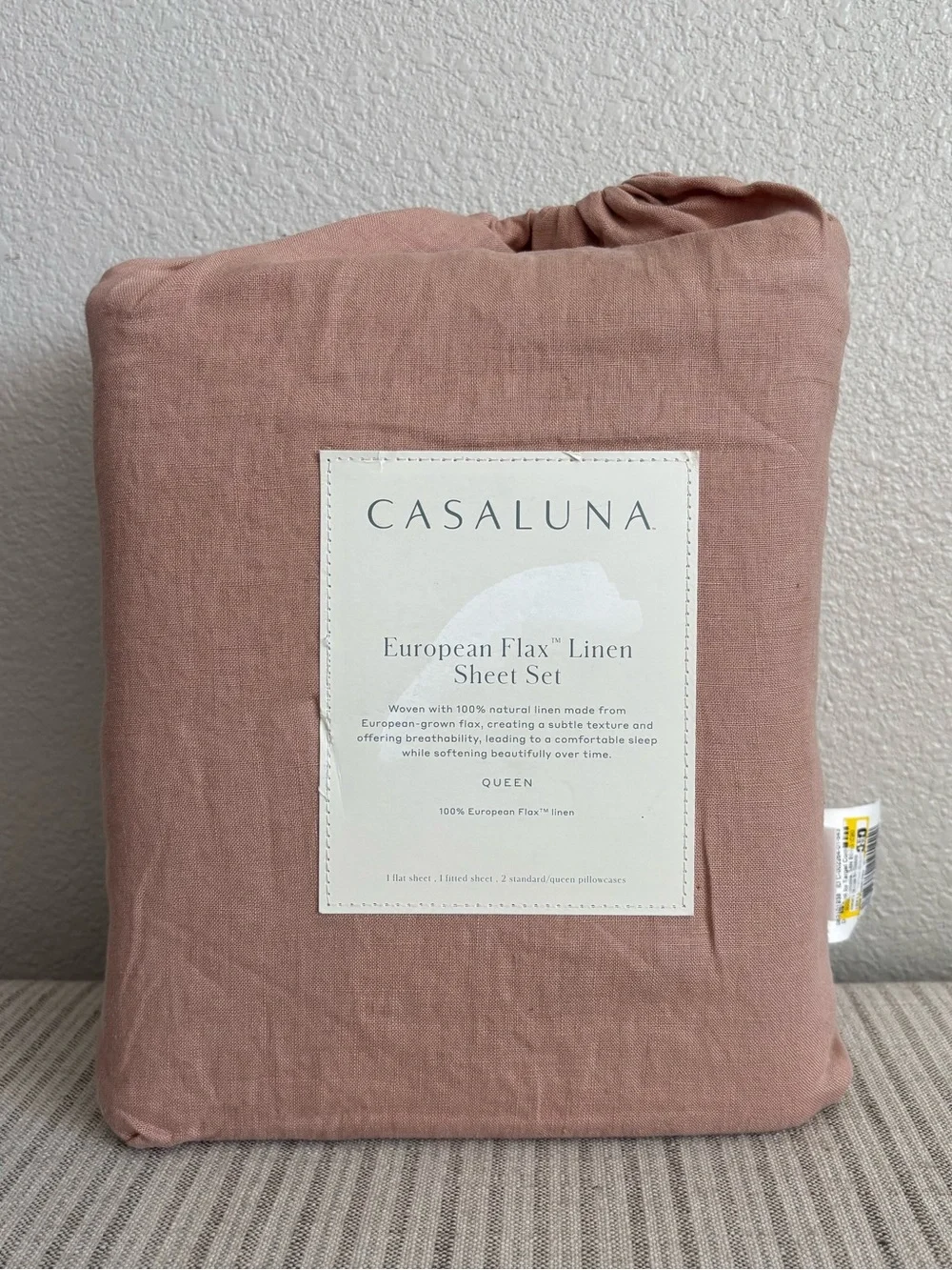 NWT Queen 100% Linen Sheet Set Light Adobe Clay - Casaluna
