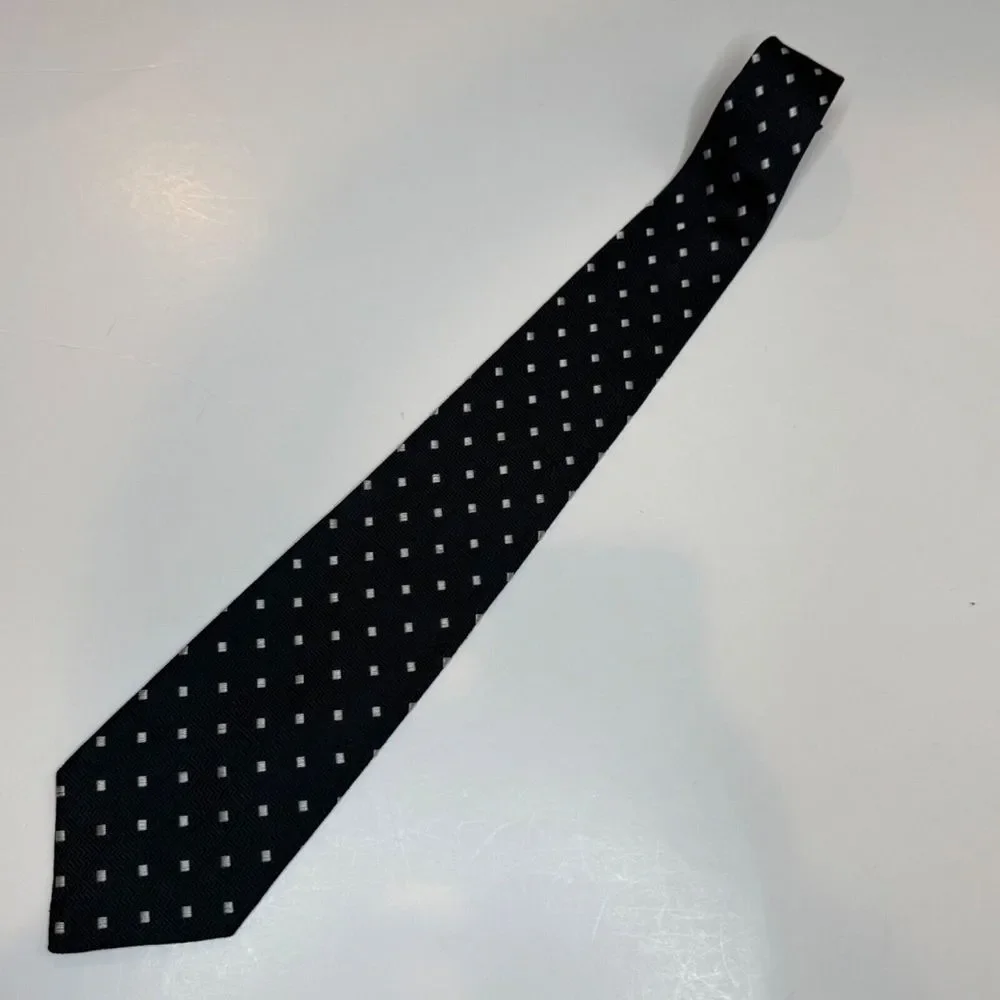 RICK PALLACK 100% Silk Tie Black w. Silver Made in Italy‎ Business Office