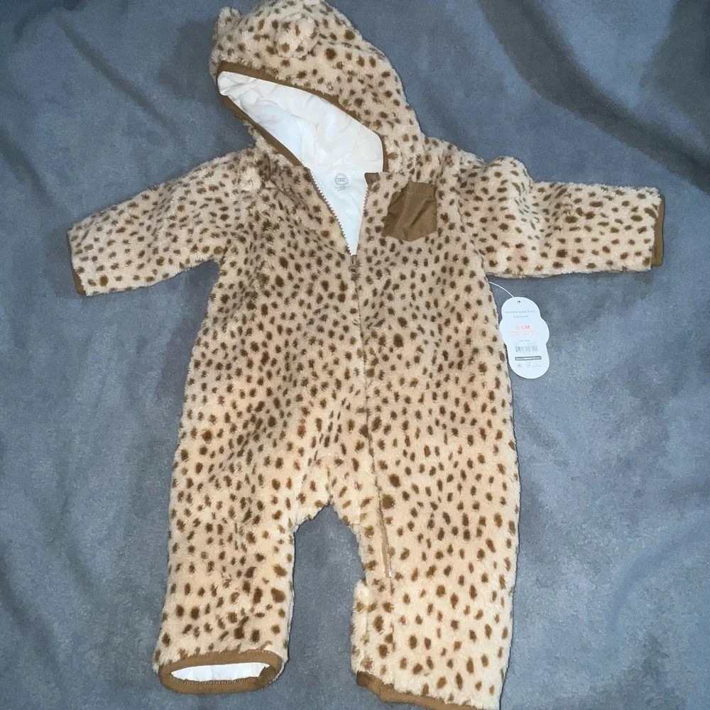 NwT Wonder Nation Baby Girls‎ Bunting Pram Snowsuit Cheetah Hooded 3-6 Months