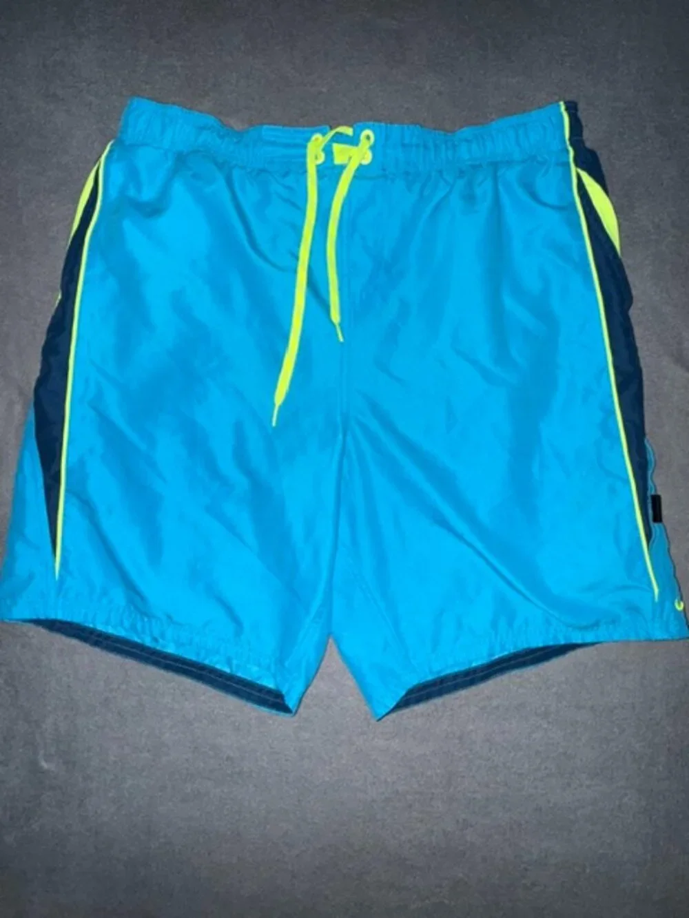 Nike Men's Swim Trunks Blue Green Yellow Drawstring Size XL
