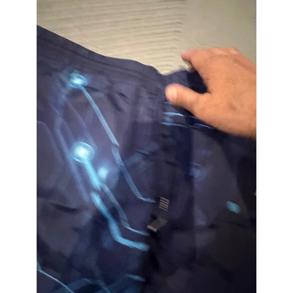 Centro Mens Swim Trunks XL Blue Digital Circuit Board Mesh Lined Shorts NWT