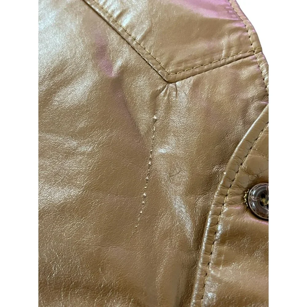 The Leather Shop Sears Mens Vest Brown 38 V Neck Classic Fit Pockets VINTAGE 70S