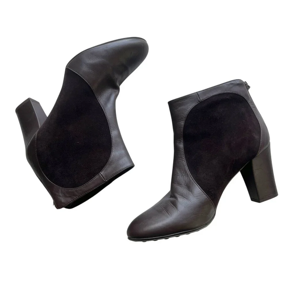 Aquatalia Women's 9.5 Harvard Boot Brown Suede Leather‎ Block Heel NWOB