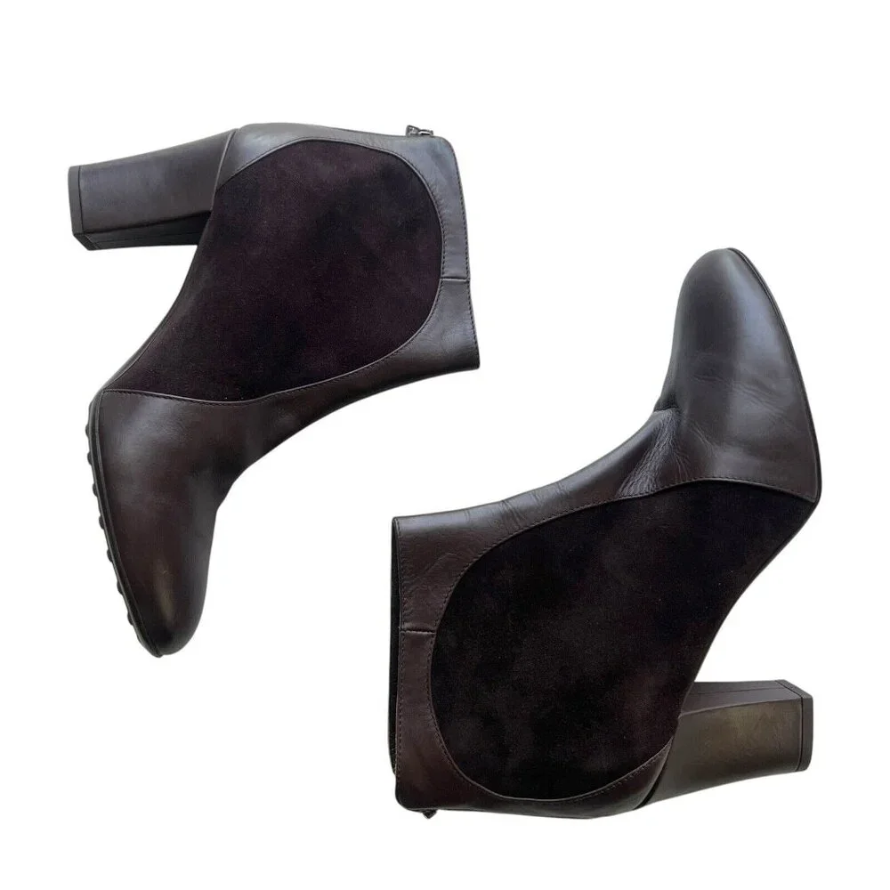 Aquatalia Women's 9.5 Harvard Boot Brown Suede Leather‎ Block Heel NWOB