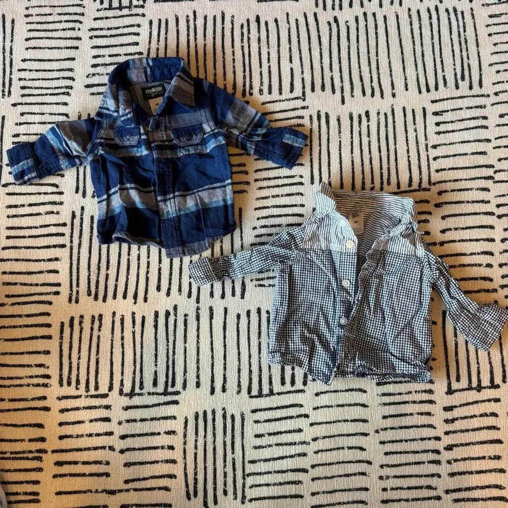 Checkered Kids Shirt Set - Blue, Purple, and White 6 Months