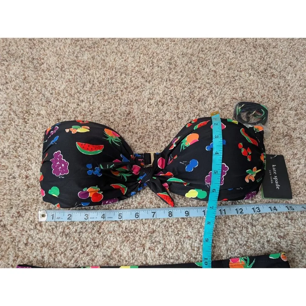 Kate Spade New York Women Bandeau 2 Piece Fruit Print Bikini Swimsuit, L NWT