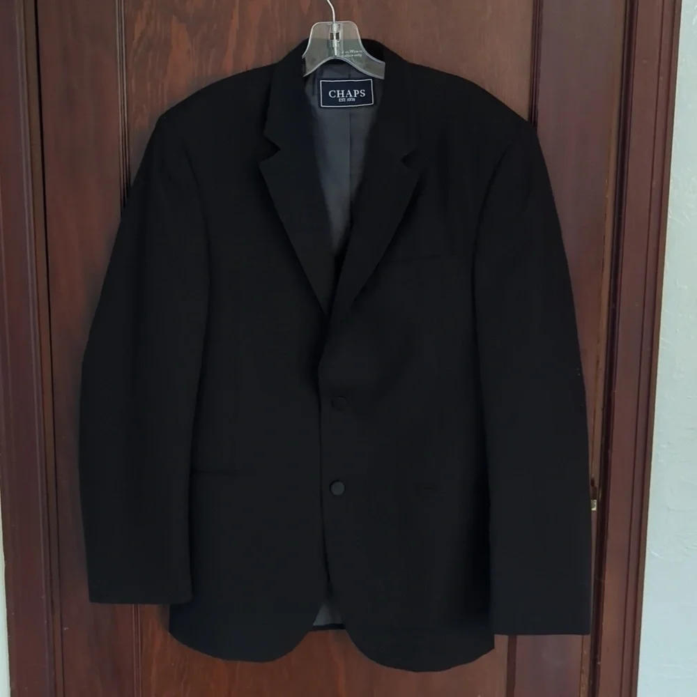 Chaps Est. 1978 Black Formal Suit Two Button Wool Jacket Size Men's 39R