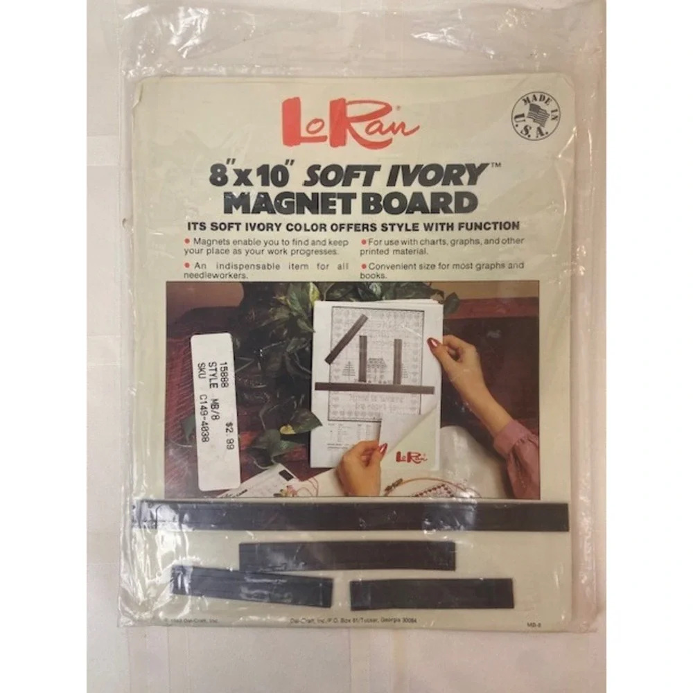 LoRan 8x10 Soft Ivory Magnet Board VTG 1983 Dal-Craft Needlework Tool NEW SEALED