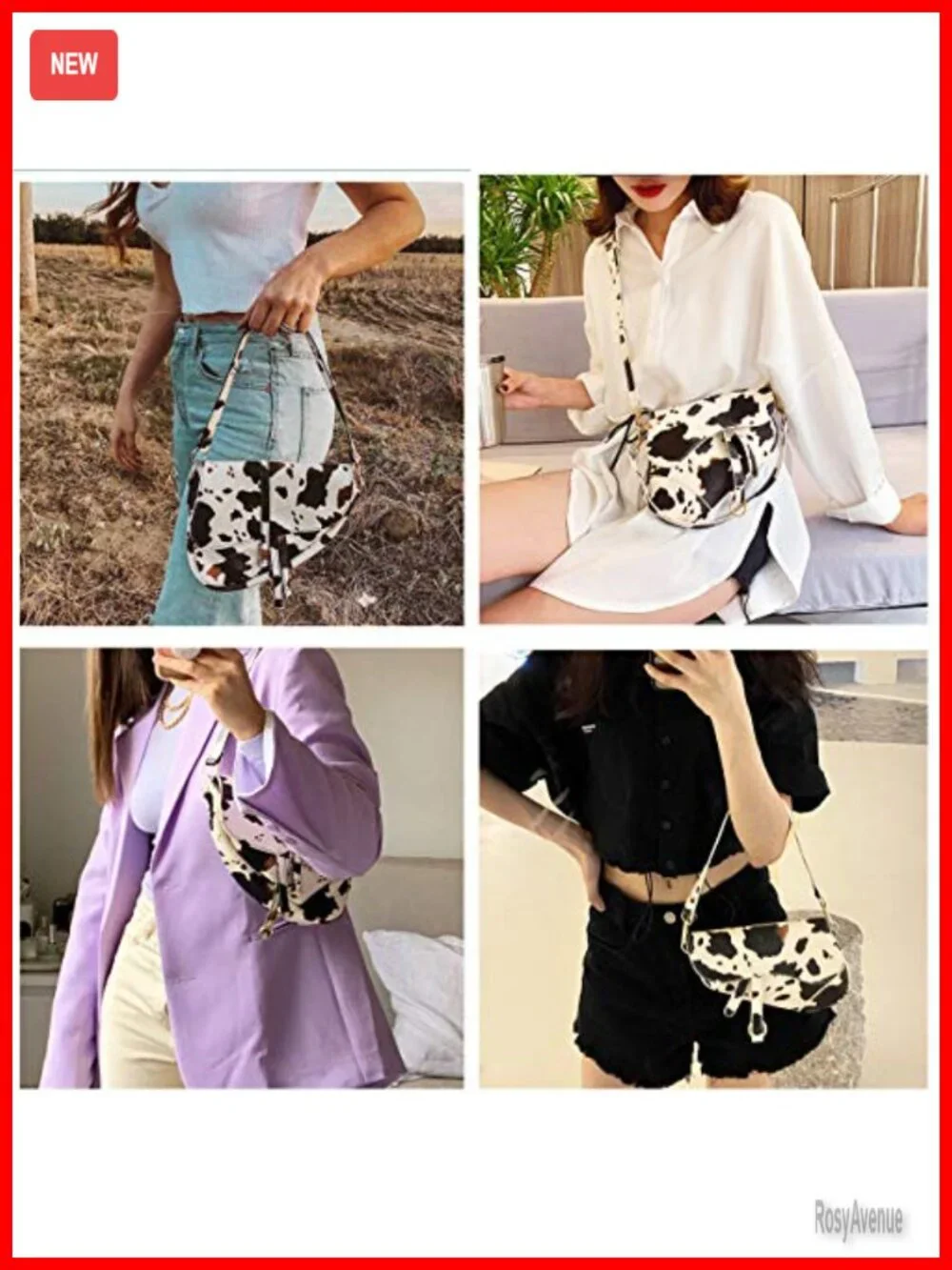 Faux Leather Saddle Shoulder Bag Clutch Purse Crossbody Satchel with Zipper