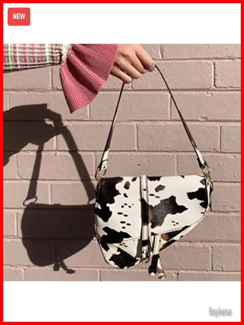 Faux Leather Saddle Shoulder Bag Clutch Purse Crossbody Satchel with Zipper