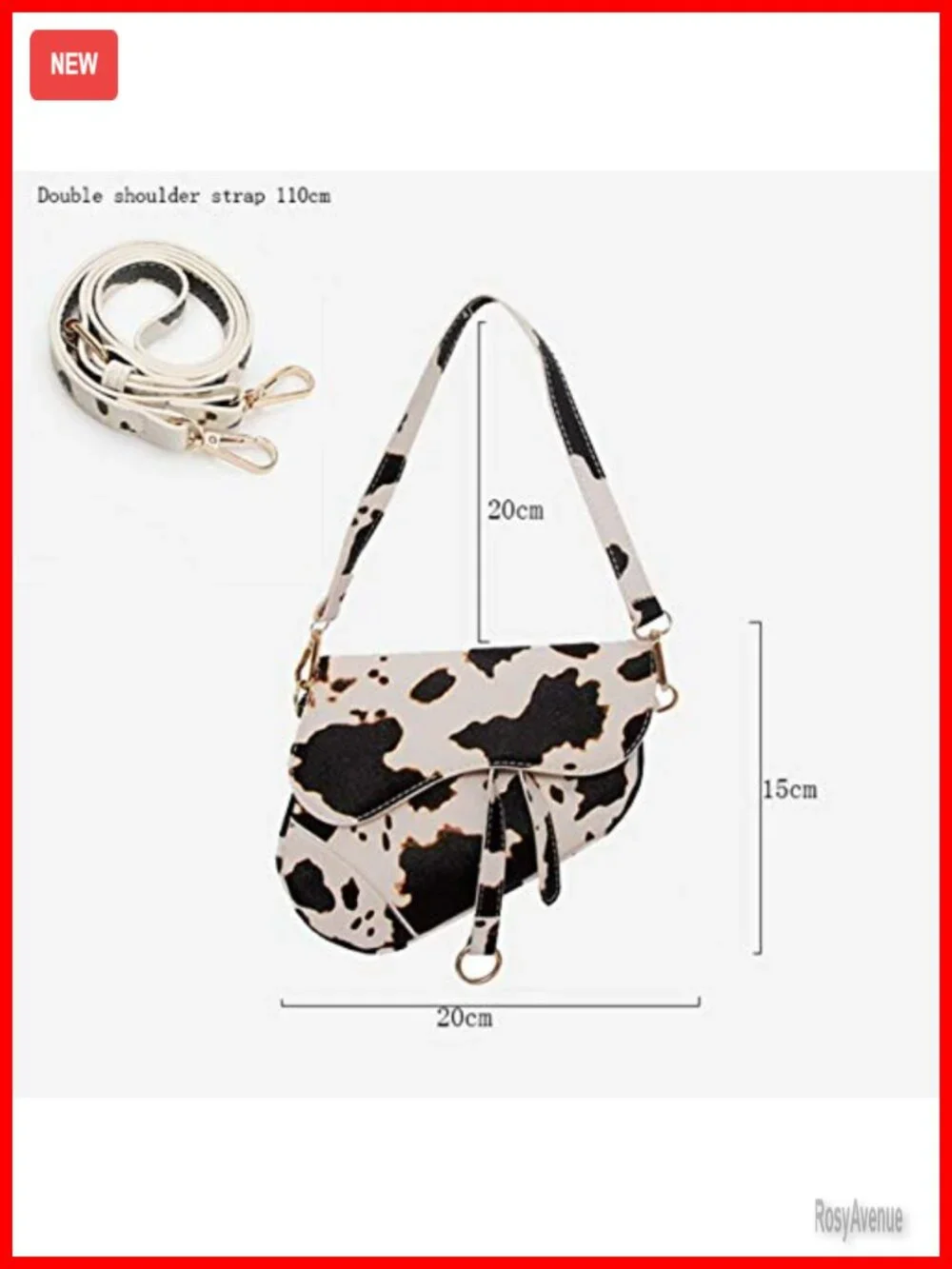Faux Leather Saddle Shoulder Bag Clutch Purse Crossbody Satchel with Zipper
