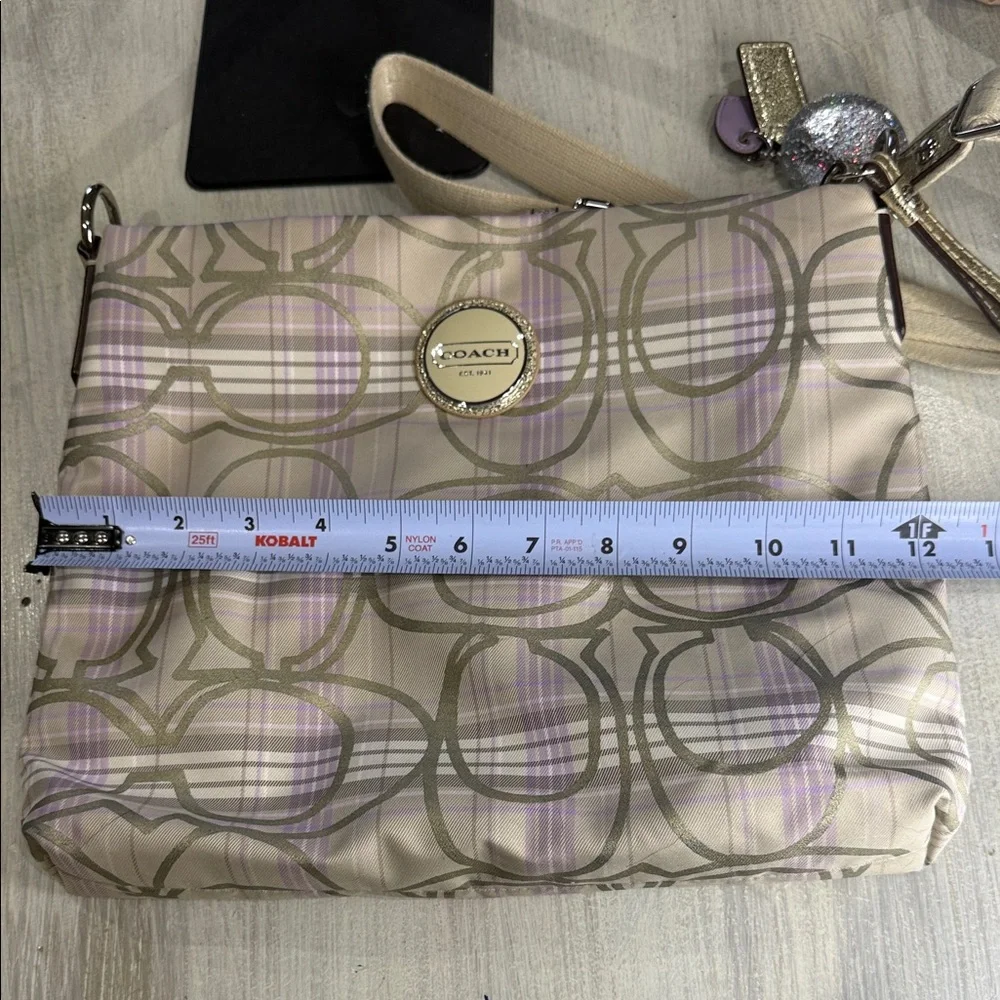 Coach Plaid Beige and Lavender Crossbody Bag