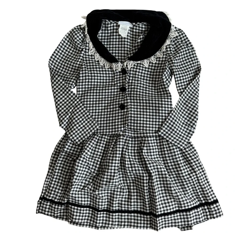 Vintage 90s Bonnie Jean Plaid Velvet Trimmed Skirt Set‎ Girls Size 10