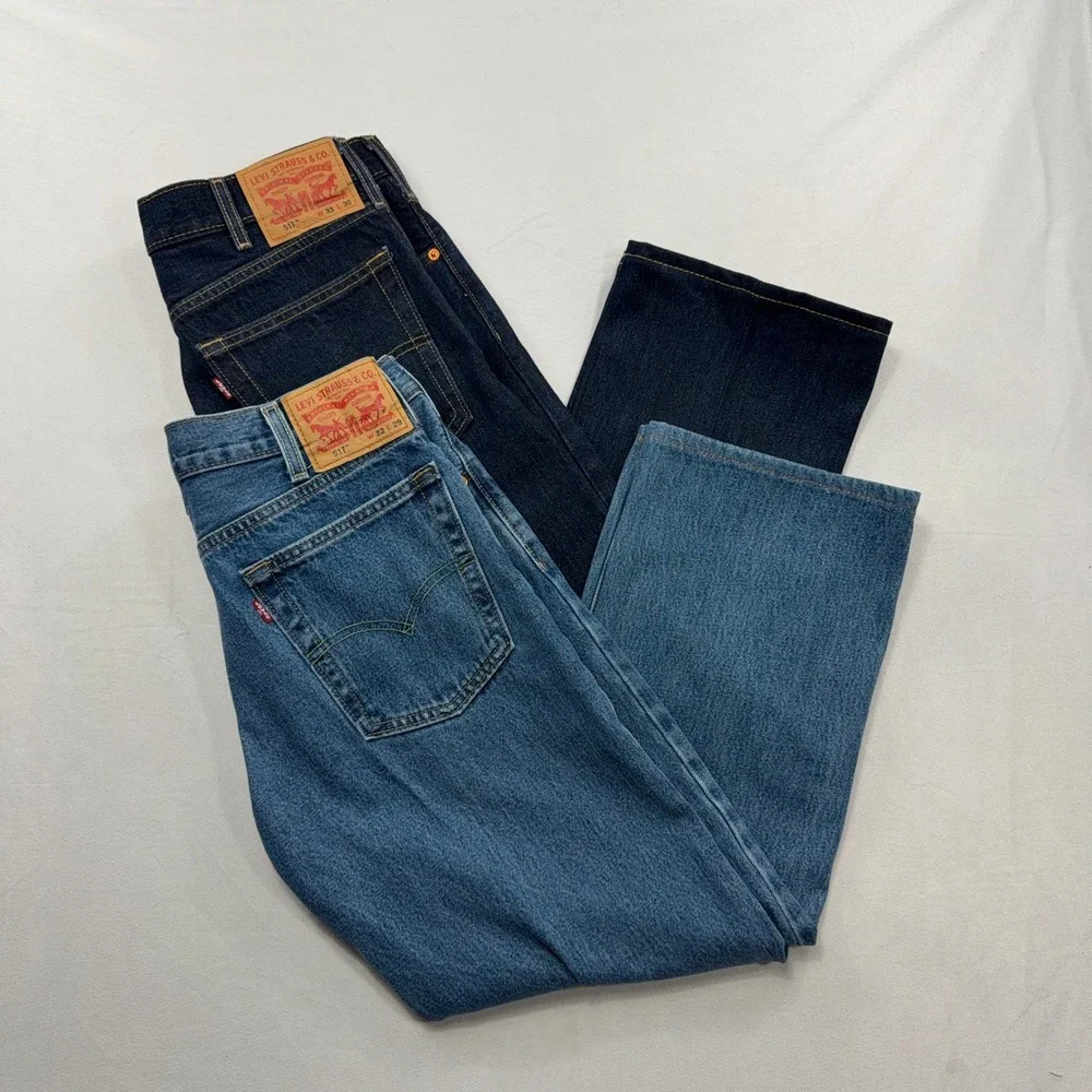 Levi's Jeans 517 Bootcut Bundle Dark & Medium Wash Denim Mens Blue W32 W26