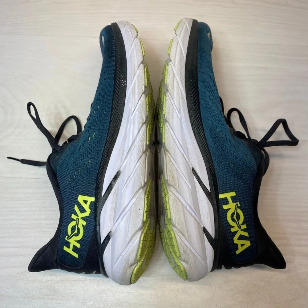 Hoka Mens Size 10.5 Clifton 8 Running Shoes Blue Teal Sneaker 1119393 Sneakers